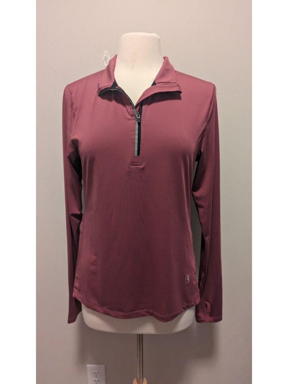 Icyzone Womens Long Sleeve Quarter-Zip Pullover Activewear Top Size L